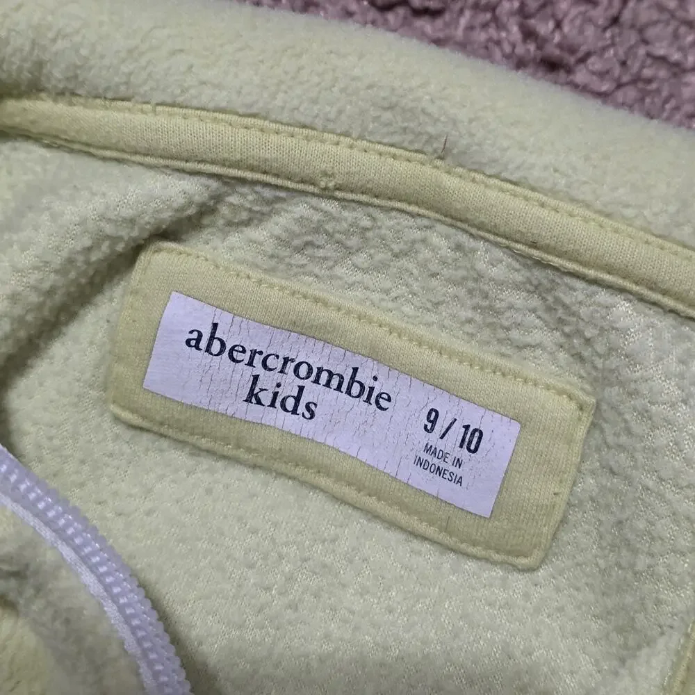 Abercrombie Kids 1/4 Zip Pullover Size 9-10 Lime Green Y2K Preppy Logo Moose